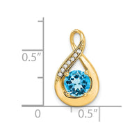 14k Blue Topaz and Diamond Pendant-PM7056-BT-003-YA