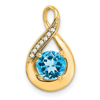 14k Blue Topaz and Diamond Pendant-PM7056-BT-003-YA