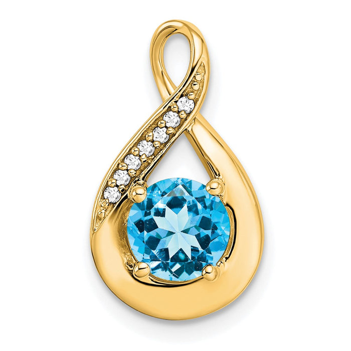 14k Blue Topaz and Diamond Pendant-PM7056-BT-003-YA