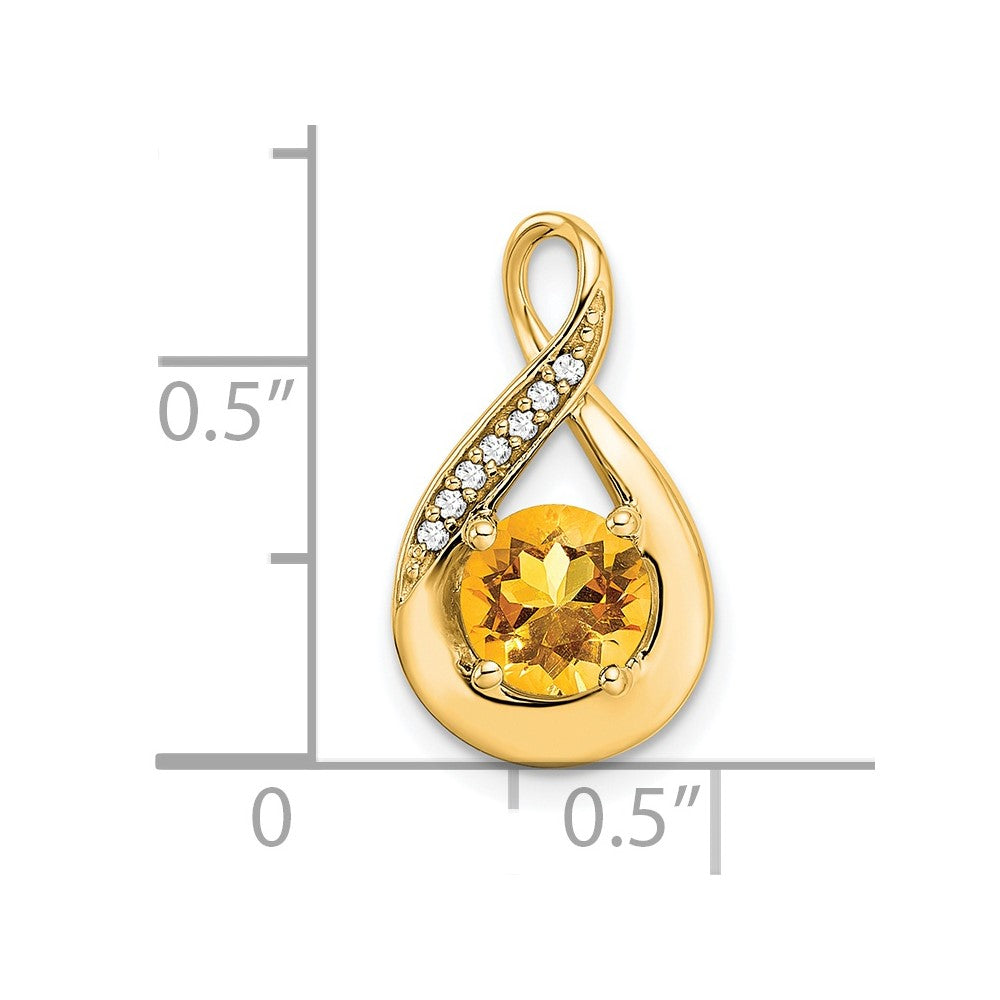 14k Citrine and Diamond Pendant-PM7056-CI-003-YA