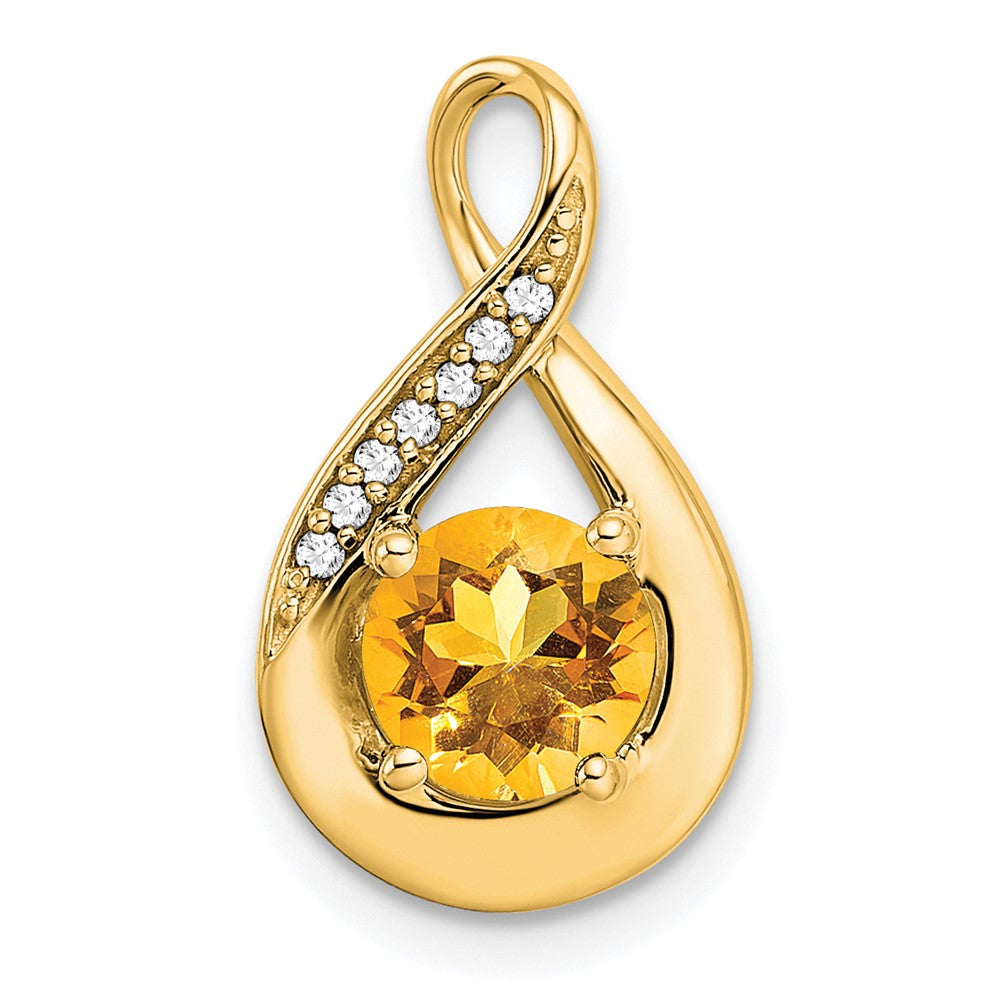 14k Citrine and Diamond Pendant-PM7056-CI-003-YA