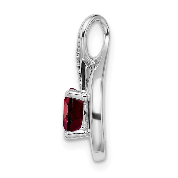 14k White Gold Garnet and Diamond Pendant-PM7056-GA-003-WA