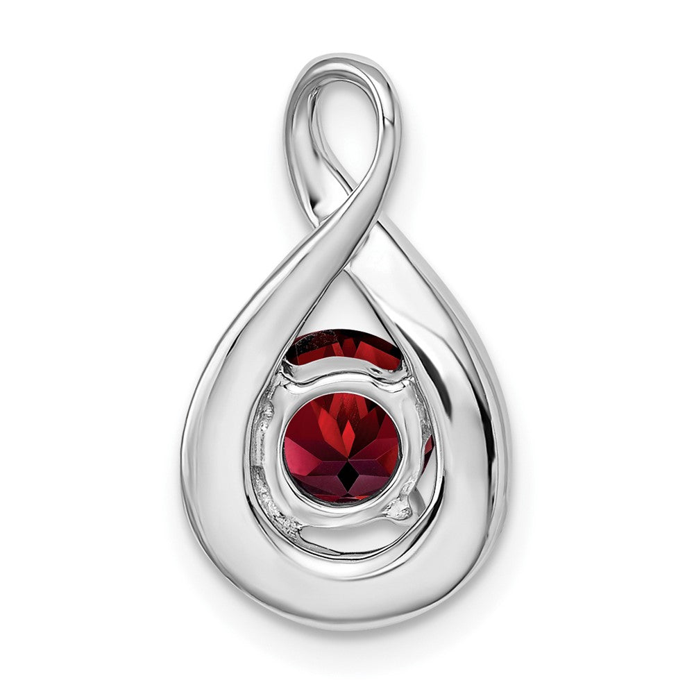 14k White Gold Garnet and Diamond Pendant-PM7056-GA-003-WA