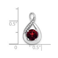 14k White Gold Garnet and Diamond Pendant-PM7056-GA-003-WA