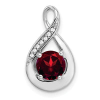 14k White Gold Garnet and Diamond Pendant-PM7056-GA-003-WA