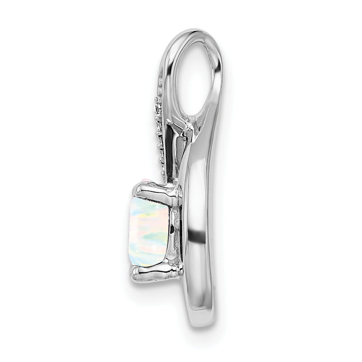 14k White Gold Created Opal and Diamond Pendant-PM7056-OP-003-WA