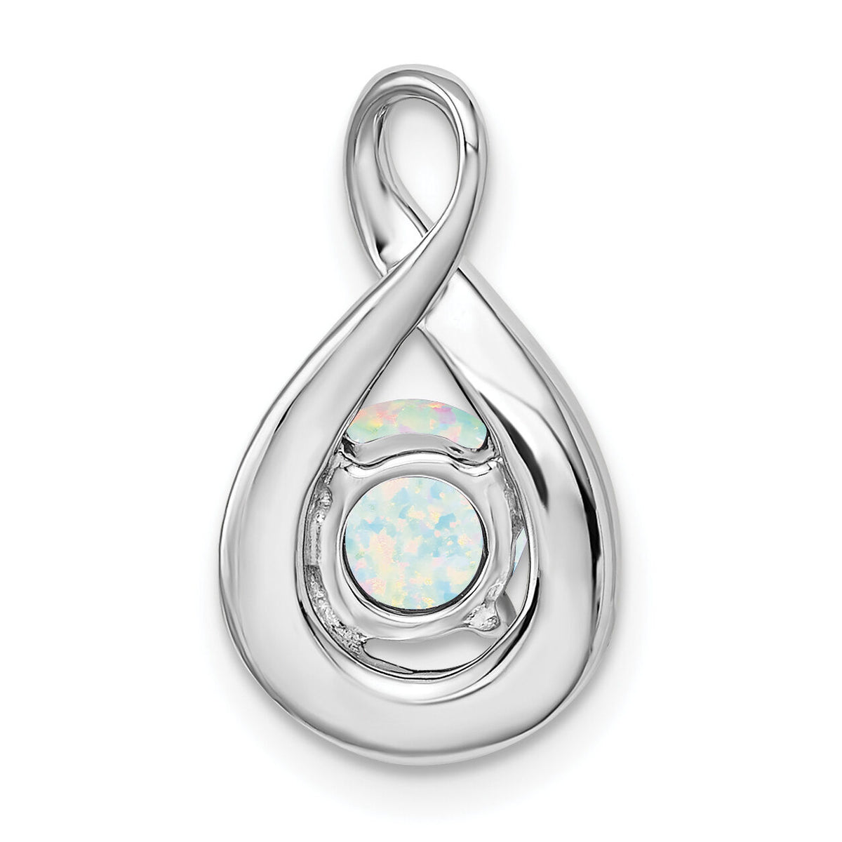 14k White Gold Created Opal and Diamond Pendant-PM7056-OP-003-WA