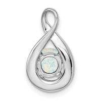 14k White Gold Created Opal and Diamond Pendant-PM7056-OP-003-WA