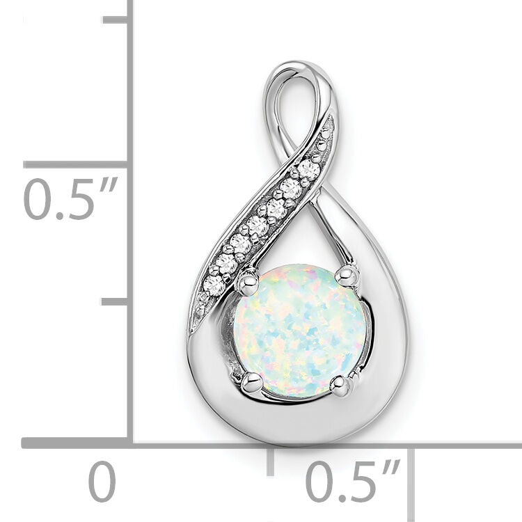 14k White Gold Created Opal and Diamond Pendant-PM7056-OP-003-WA