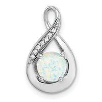14k White Gold Created Opal and Diamond Pendant-PM7056-OP-003-WA
