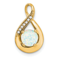 14k Created Opal and Diamond Pendant-PM7056-OP-003-YA