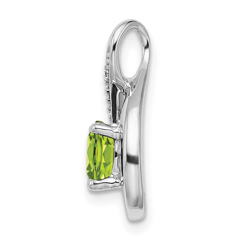 14k White Gold Peridot and Diamond Pendant-PM7056-PE-003-WA