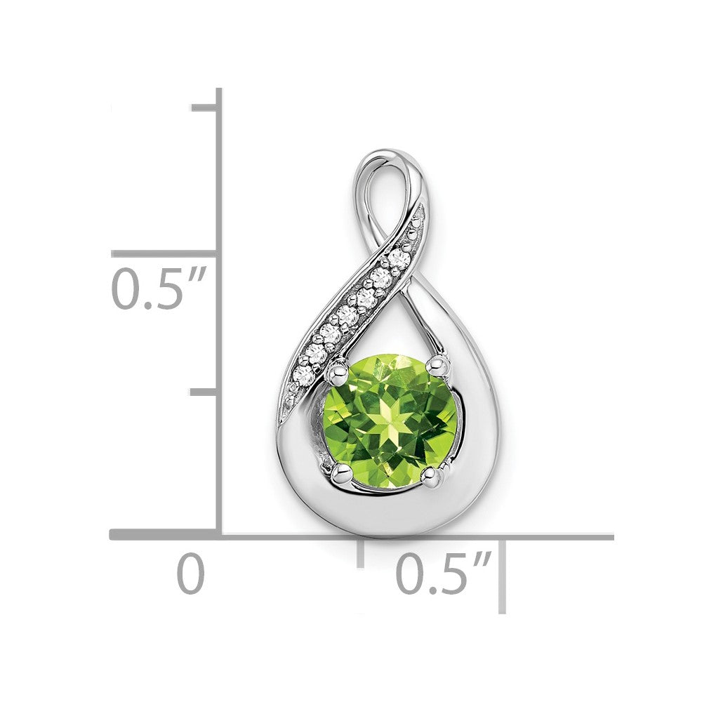 14k White Gold Peridot and Diamond Pendant-PM7056-PE-003-WA