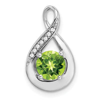 14k White Gold Peridot and Diamond Pendant-PM7056-PE-003-WA