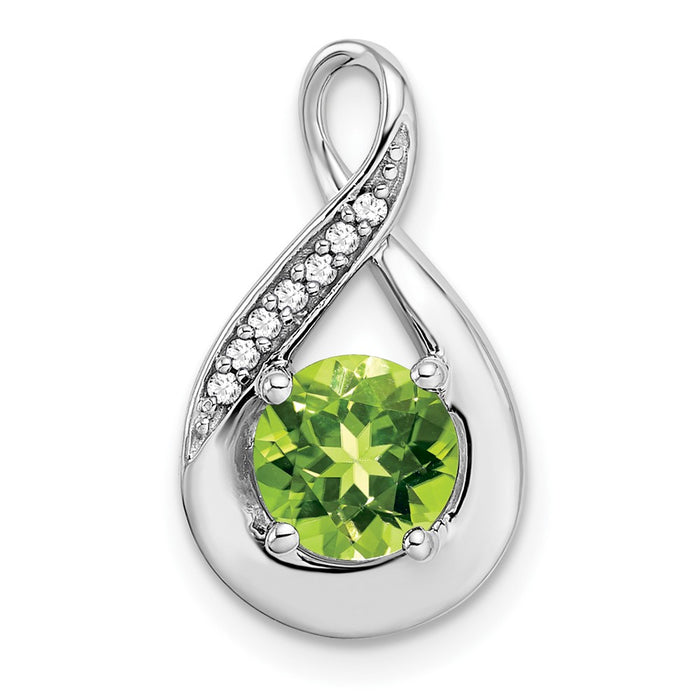 14k White Gold Peridot and Diamond Pendant-PM7056-PE-003-WA