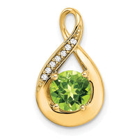 14k Peridot and Diamond Pendant-PM7056-PE-003-YA