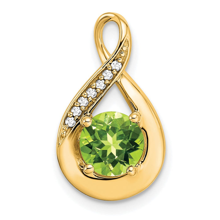 14k Peridot and Diamond Pendant-PM7056-PE-003-YA