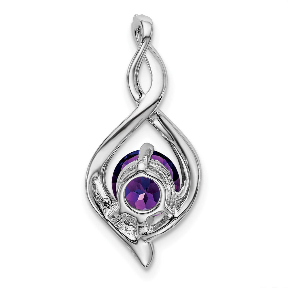 14k White Gold Amethyst and Diamond Pendant-PM7057-AM-004-WA