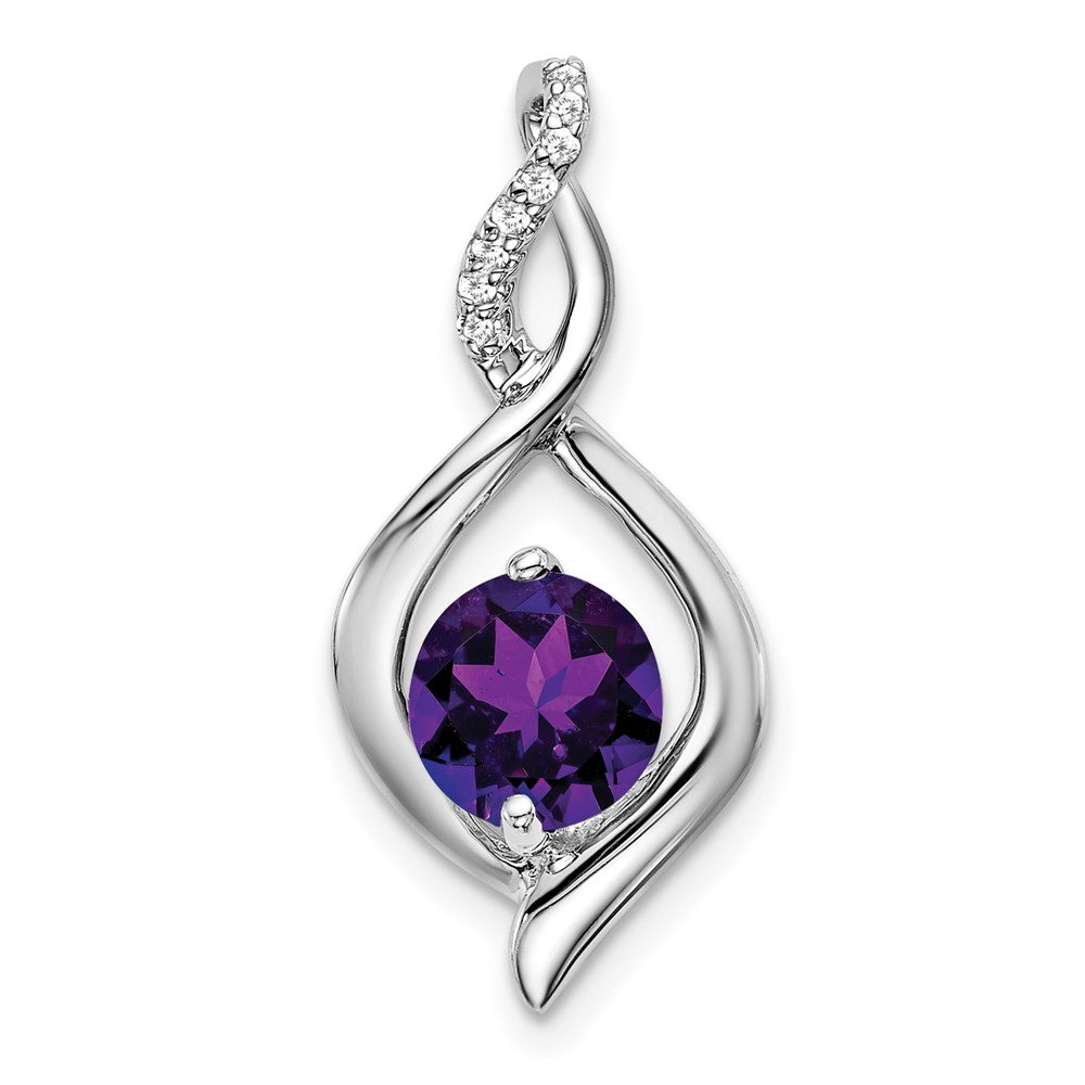 14k White Gold Amethyst and Diamond Pendant-PM7057-AM-004-WA