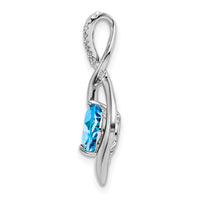 14k White Gold Blue Topaz and Diamond Pendant-PM7057-BT-004-WA