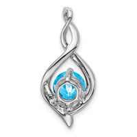 14k White Gold Blue Topaz and Diamond Pendant-PM7057-BT-004-WA