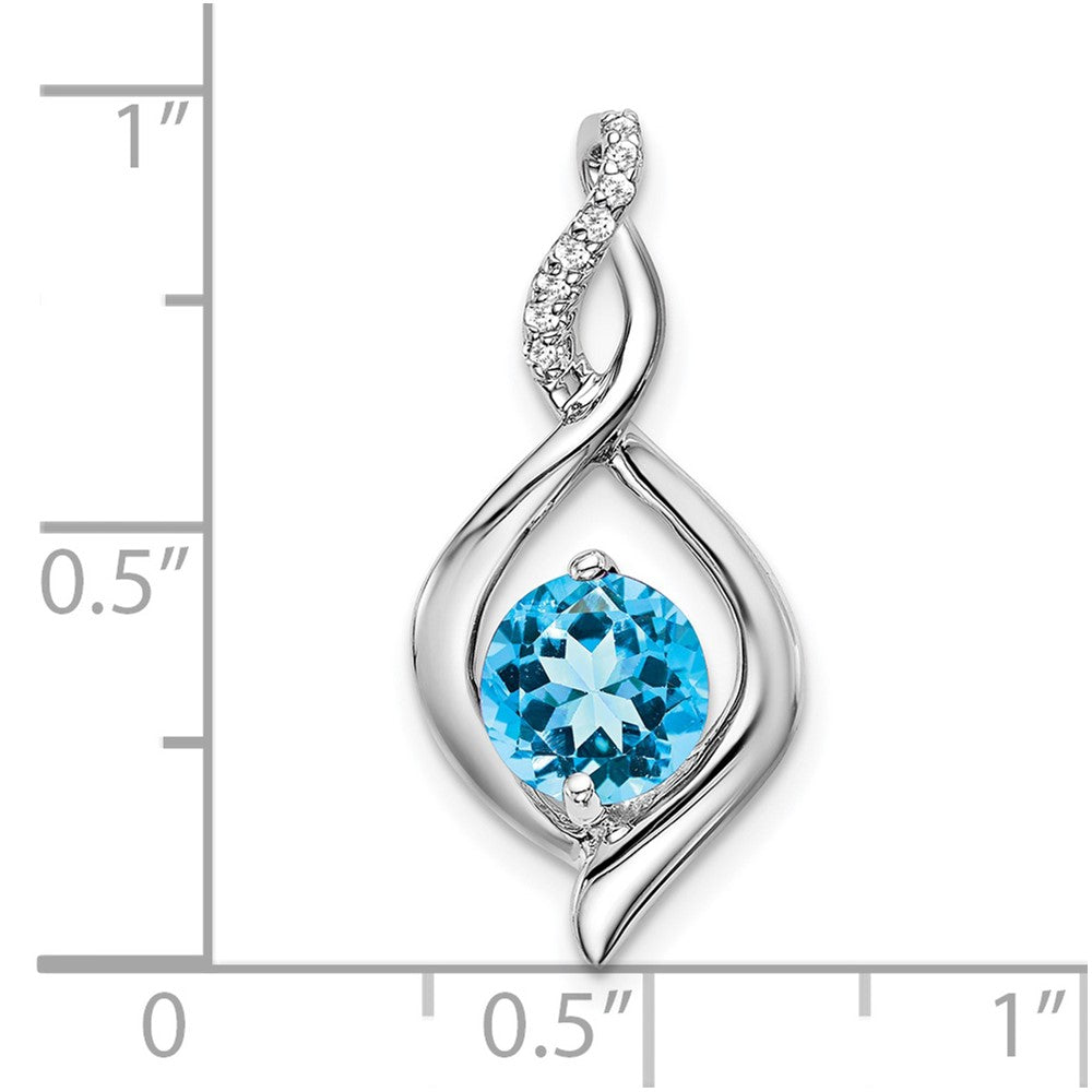 14k White Gold Blue Topaz and Diamond Pendant-PM7057-BT-004-WA