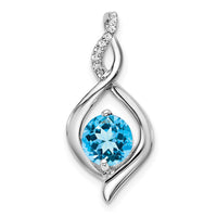 14k White Gold Blue Topaz and Diamond Pendant-PM7057-BT-004-WA