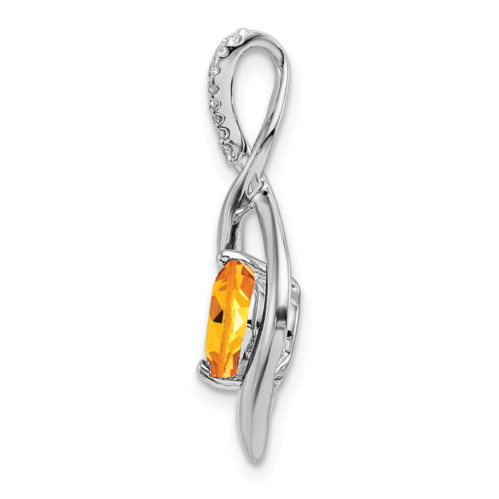 14k White Gold Citrine and Diamond Pendant-PM7057-CI-004-WA