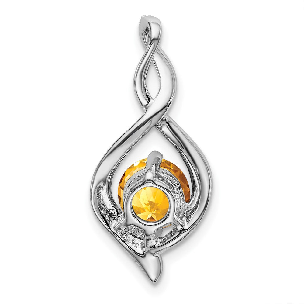 14k White Gold Citrine and Diamond Pendant-PM7057-CI-004-WA