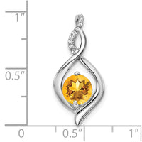 14k White Gold Citrine and Diamond Pendant-PM7057-CI-004-WA