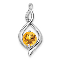 14k White Gold Citrine and Diamond Pendant-PM7057-CI-004-WA