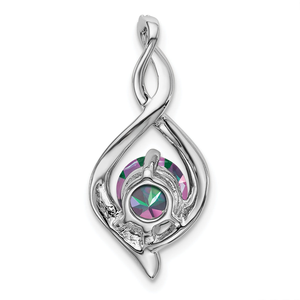 14k White Gold Mystic Fire Topaz and Diamond Pendant-PM7057-FT-004-WA