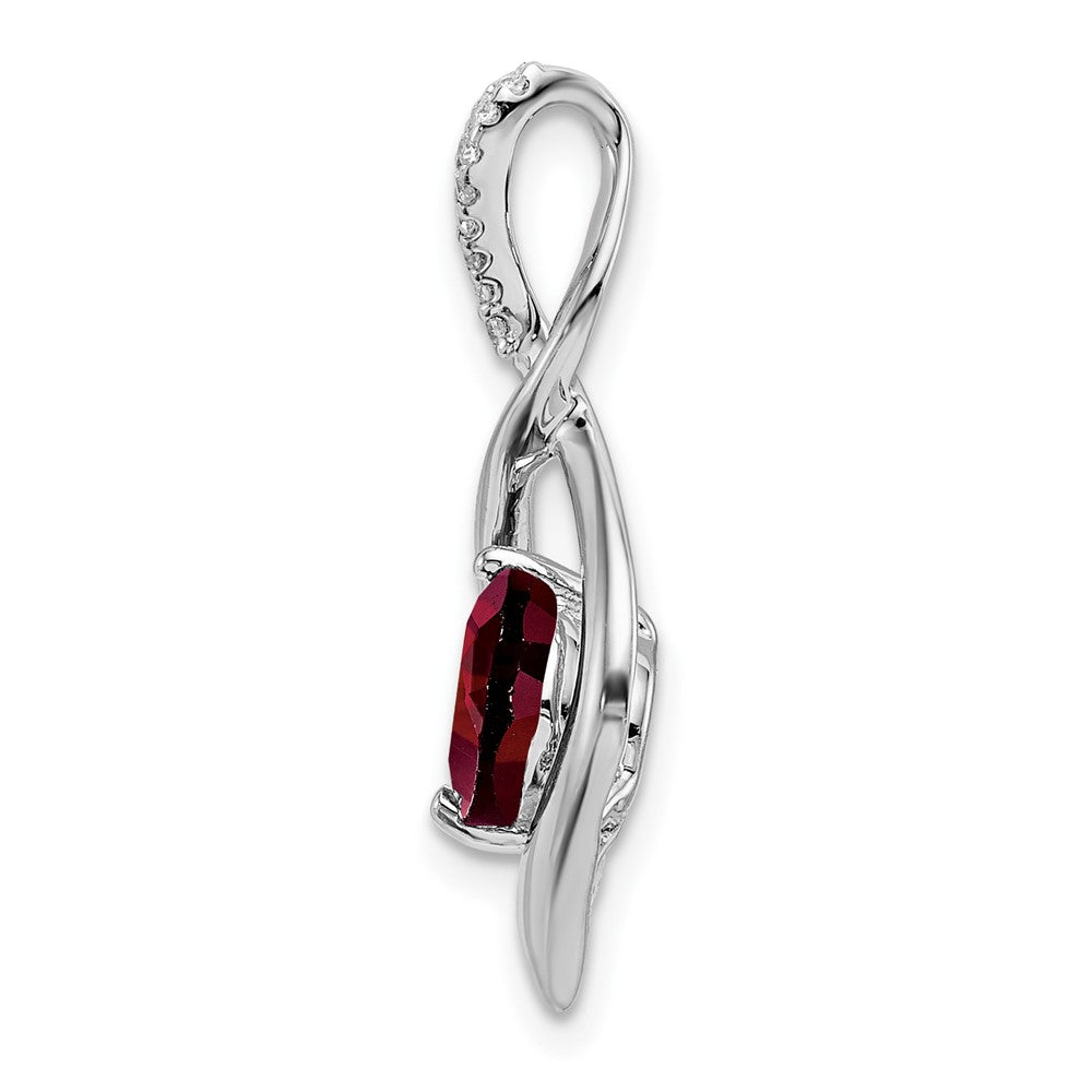 14k White Gold Garnet and Diamond Pendant-PM7057-GA-004-WA
