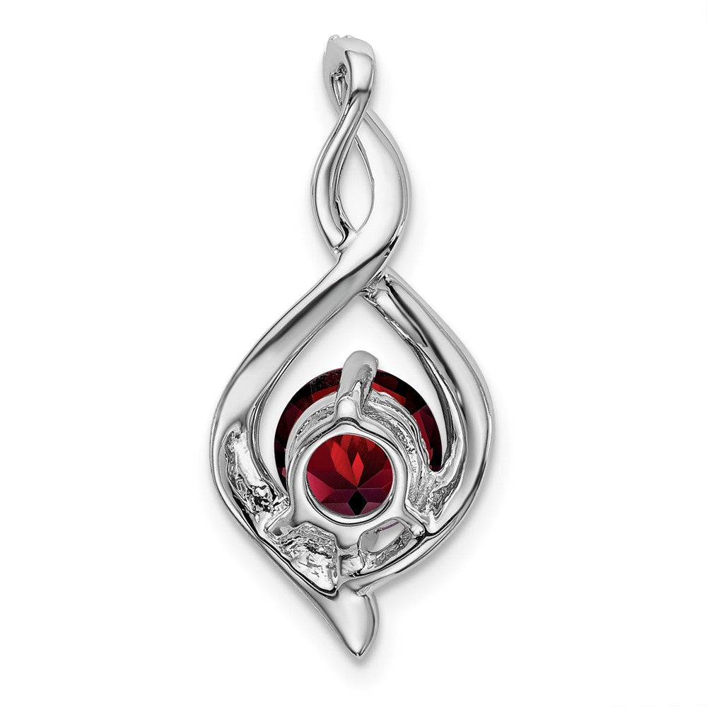 14k White Gold Garnet and Diamond Pendant-PM7057-GA-004-WA