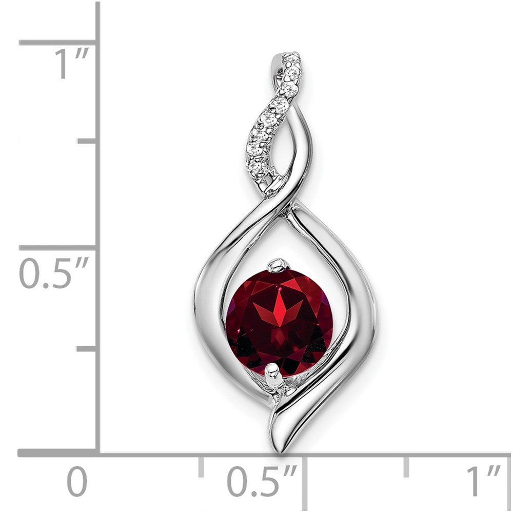14k White Gold Garnet and Diamond Pendant-PM7057-GA-004-WA