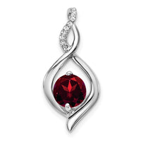 14k White Gold Garnet and Diamond Pendant-PM7057-GA-004-WA