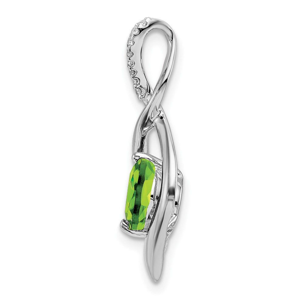 14k White Gold Peridot and Diamond Pendant-PM7057-PE-004-WA