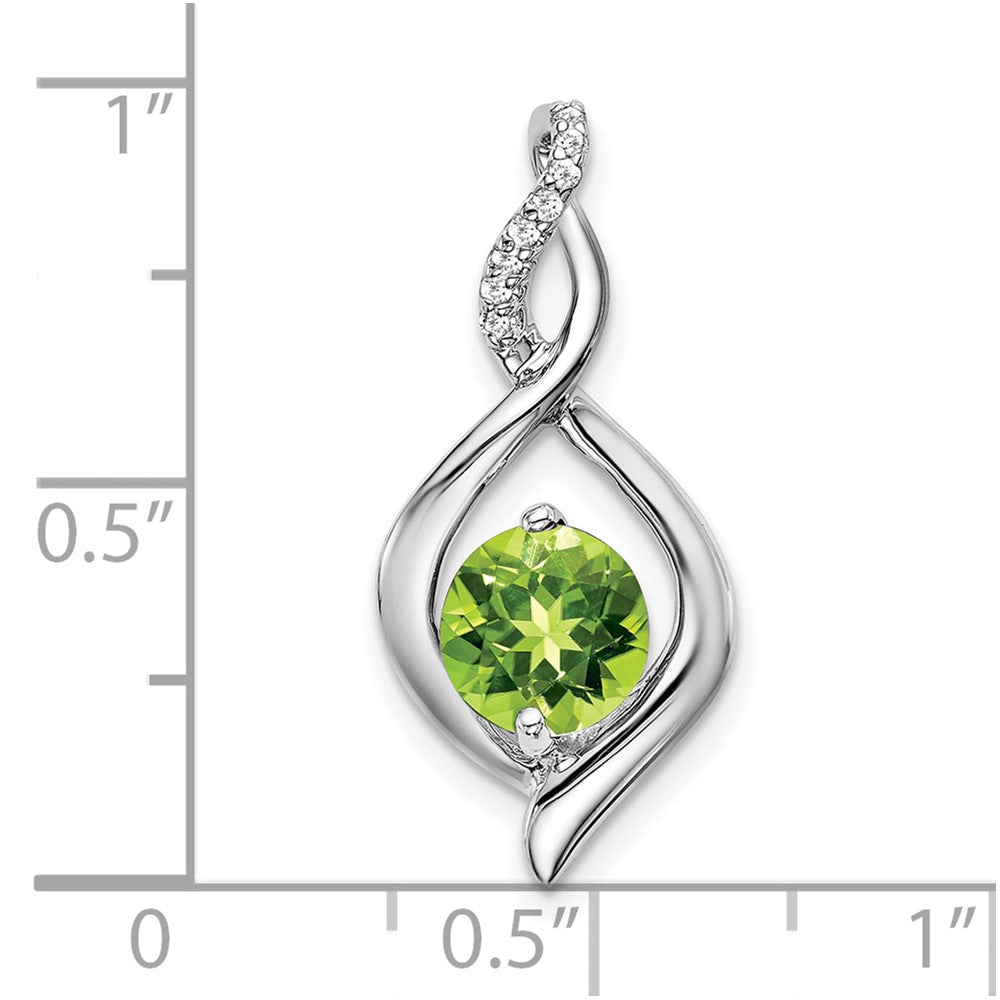 14k White Gold Peridot and Diamond Pendant-PM7057-PE-004-WA
