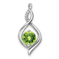 14k White Gold Peridot and Diamond Pendant-PM7057-PE-004-WA