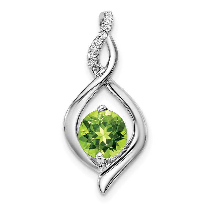 14k White Gold Peridot and Diamond Pendant-PM7057-PE-004-WA