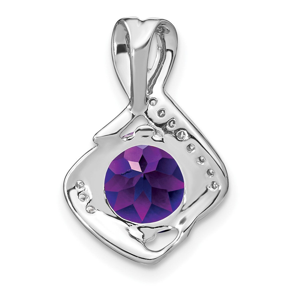 14k White Gold Amethyst and Diamond Pendant-PM7058-AM-006-WA