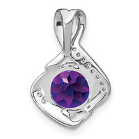 14k White Gold Amethyst and Diamond Pendant-PM7058-AM-006-WA