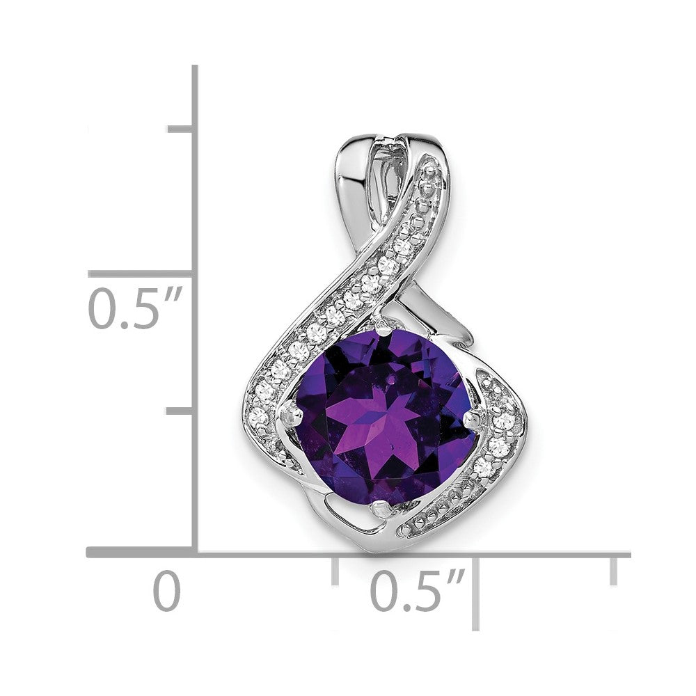 14k White Gold Amethyst and Diamond Pendant-PM7058-AM-006-WA