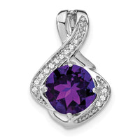 14k White Gold Amethyst and Diamond Pendant-PM7058-AM-006-WA