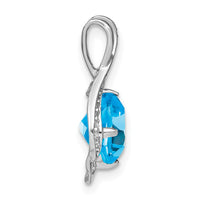 14k White Gold Blue Topaz and Diamond Pendant-PM7058-BT-006-WA