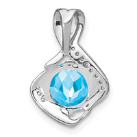 14k White Gold Blue Topaz and Diamond Pendant-PM7058-BT-006-WA