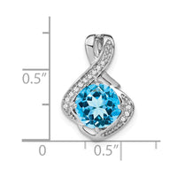 14k White Gold Blue Topaz and Diamond Pendant-PM7058-BT-006-WA