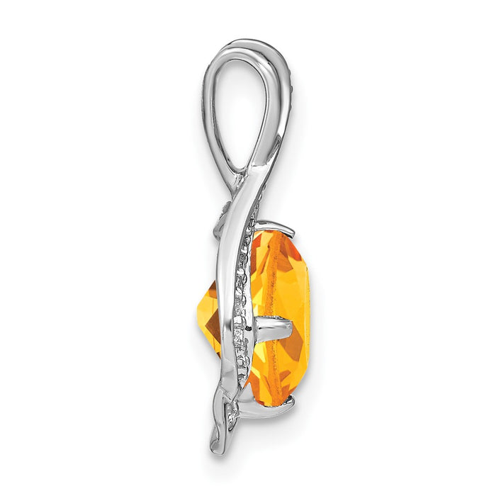 14k White Gold Citrine and Diamond Pendant-PM7058-CI-006-WA