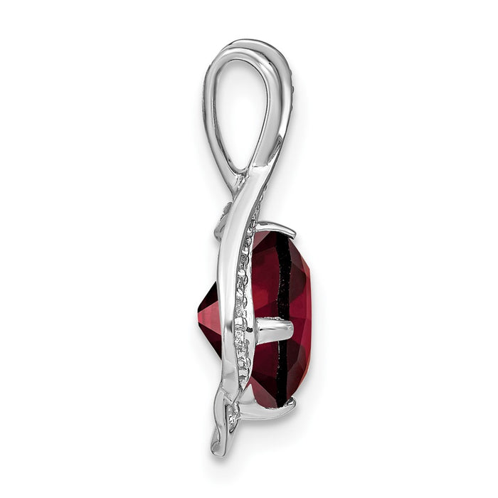 14k White Gold Garnet and Diamond Pendant-PM7058-GA-006-WA