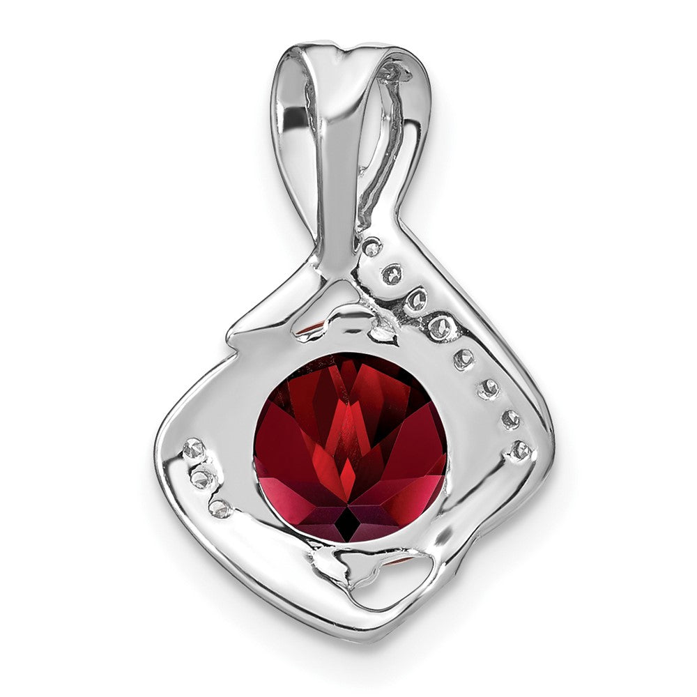 14k White Gold Garnet and Diamond Pendant-PM7058-GA-006-WA